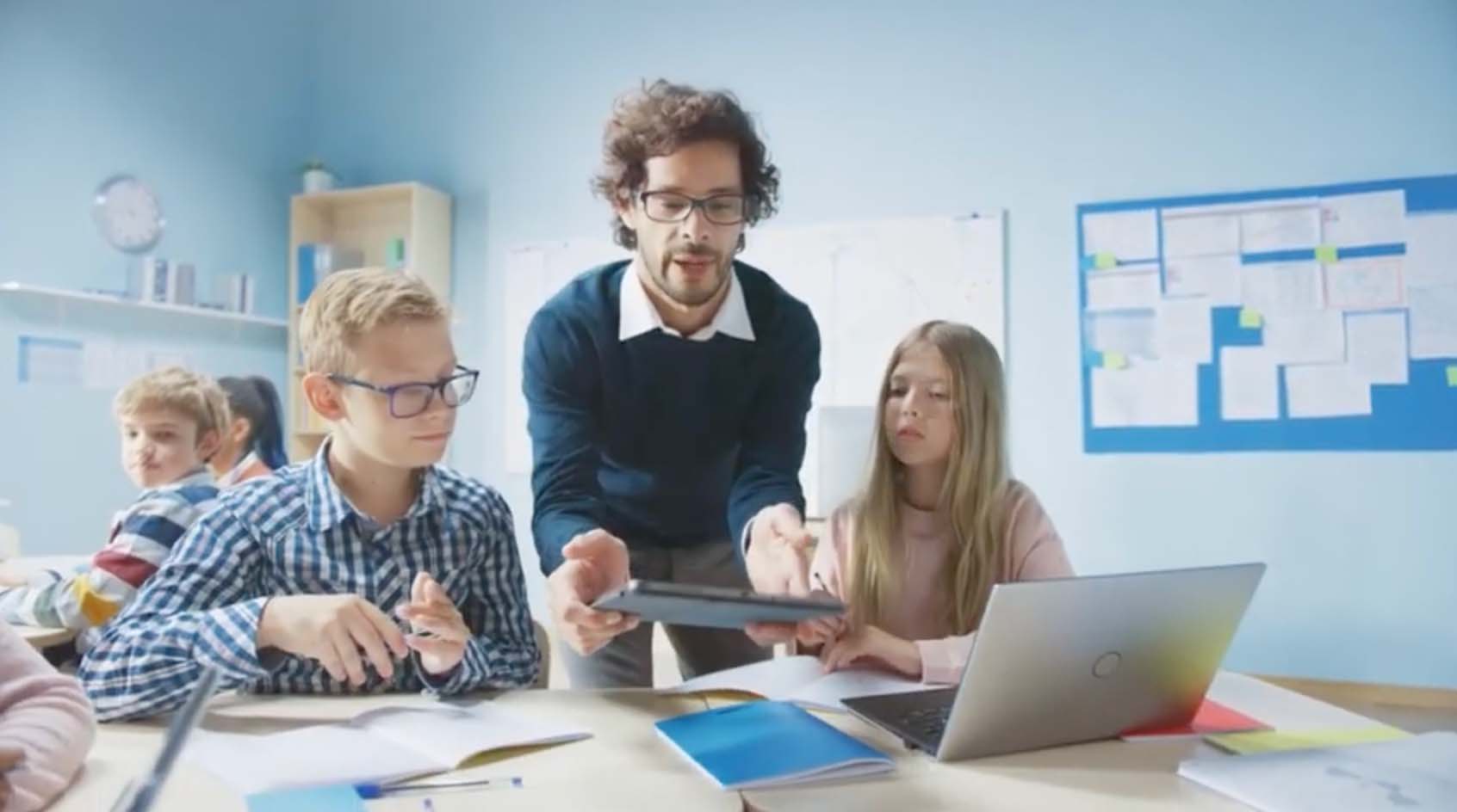 Teacher and students in a classroom